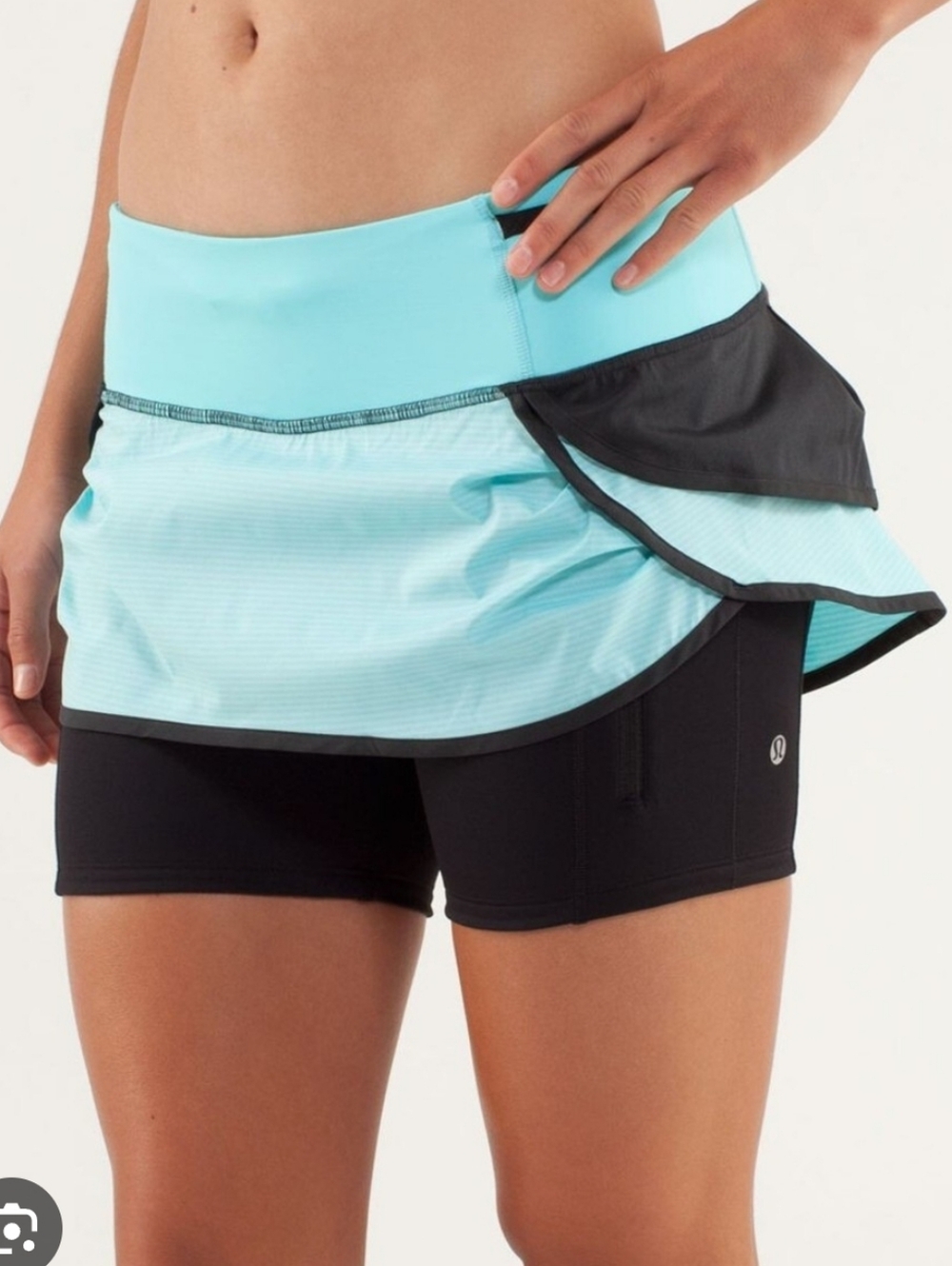 Lululemon Rare Run Speed Squad Skort Tonka Stripe Angel Blue Black Size 8